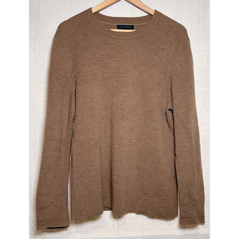 Banana Republic Extra Fine Merino Wool Crew Neck Brown Sweater Men's M